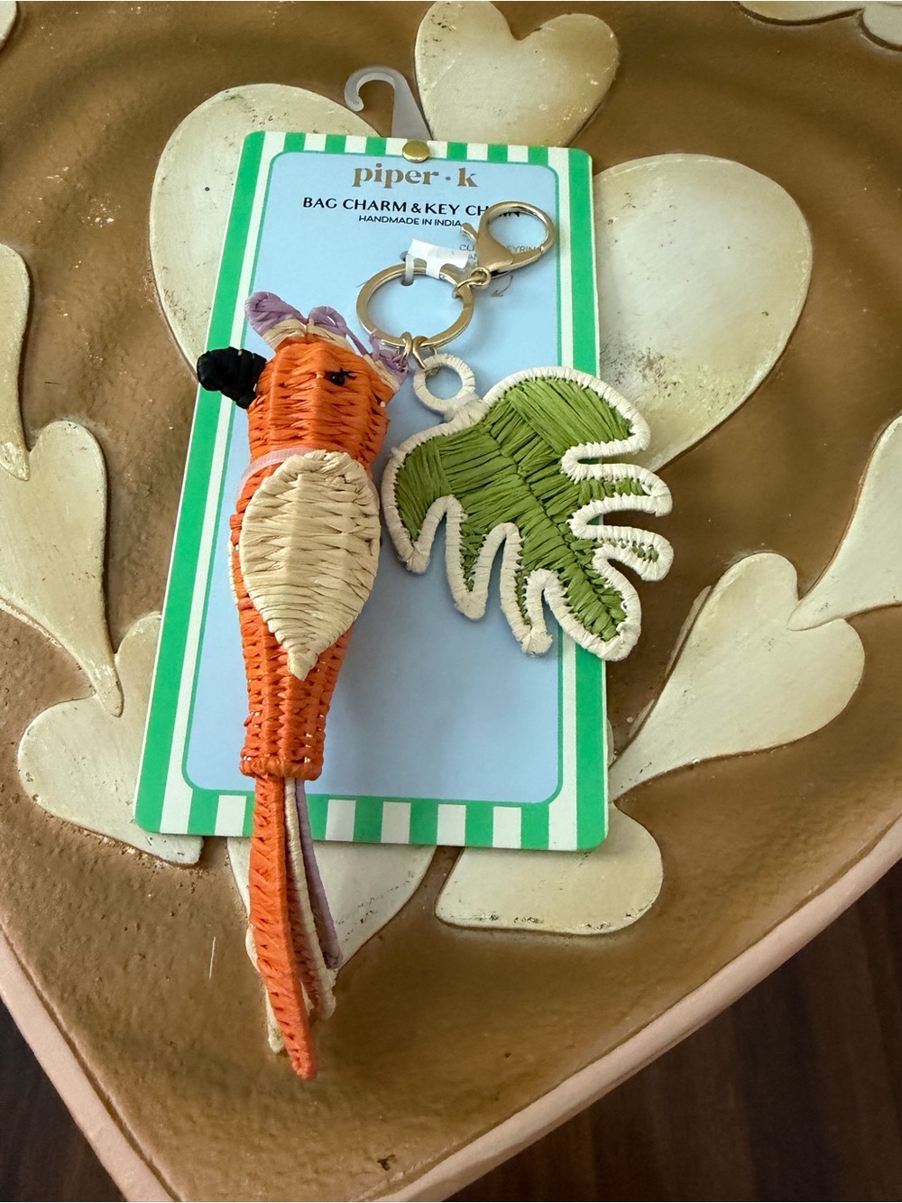 Piper K Tropical Parrot & Palm Leaf Bag Charm or Keychain